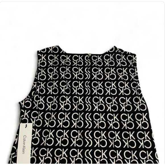 Calvin Klein Black & White Sleeveless Logo Top – Women’s Size M - Picture 6 of 11